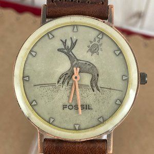 Vintage FOSSIL Deer with Antlers and 5 Legs in stone New BW-6723 #000207